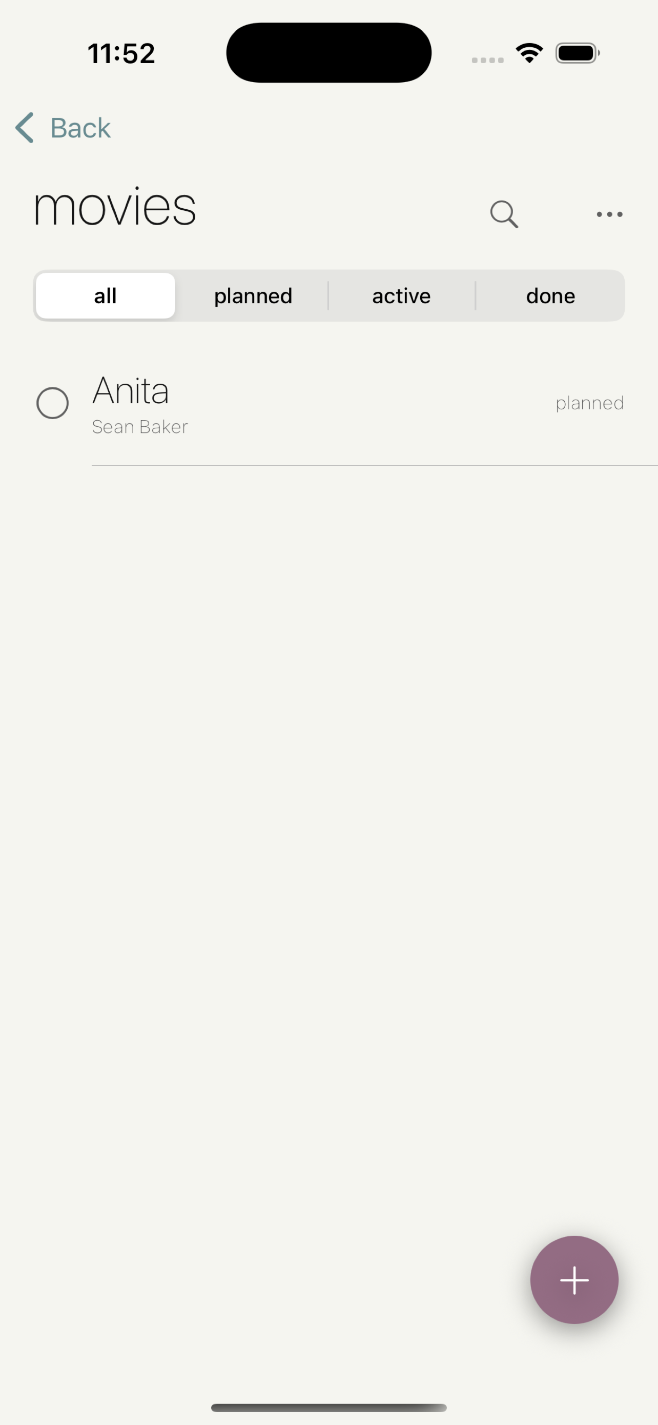 Curated app Movies category with a tracked title