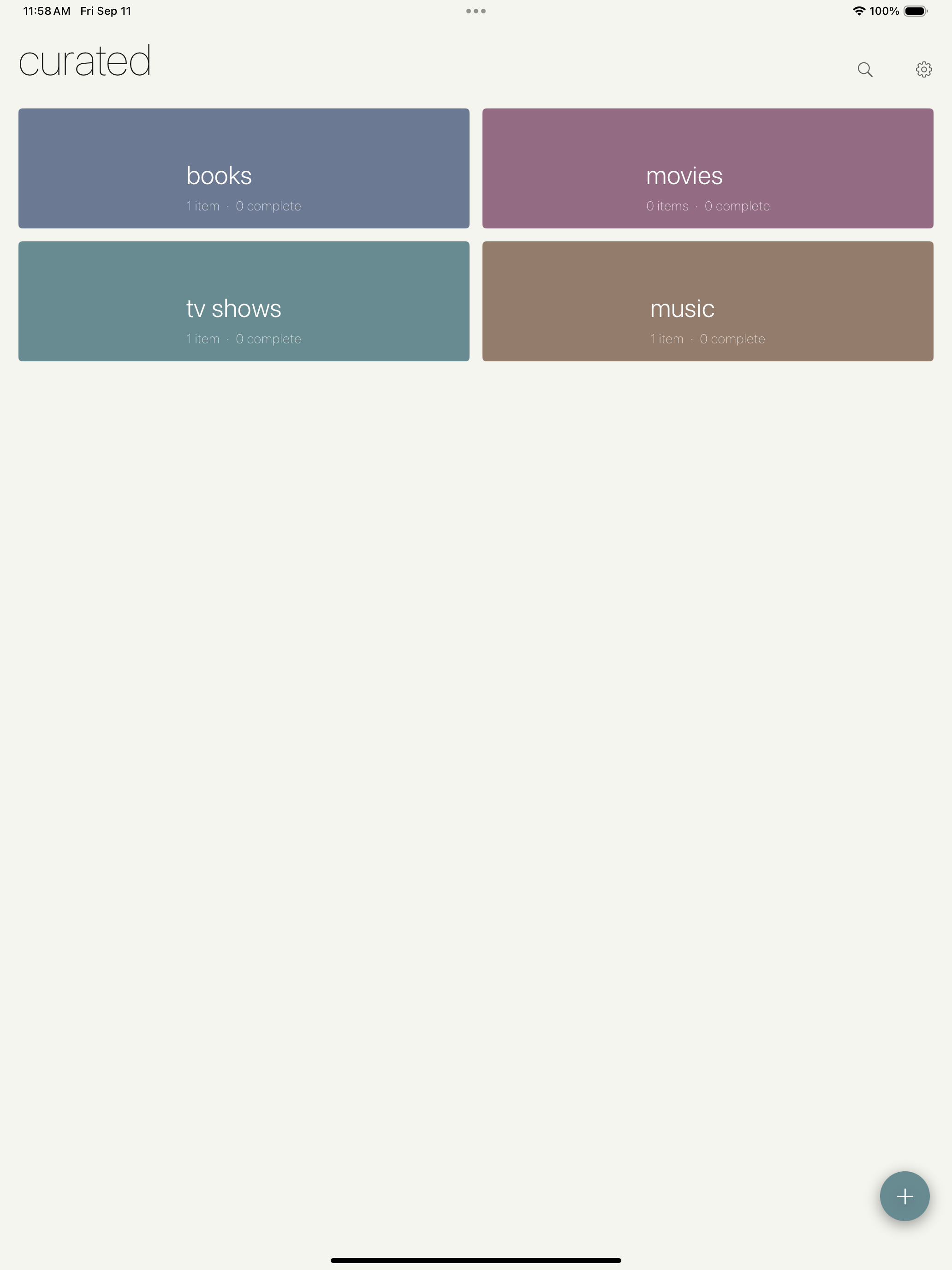 Curated app dashboard on iPad with category tiles