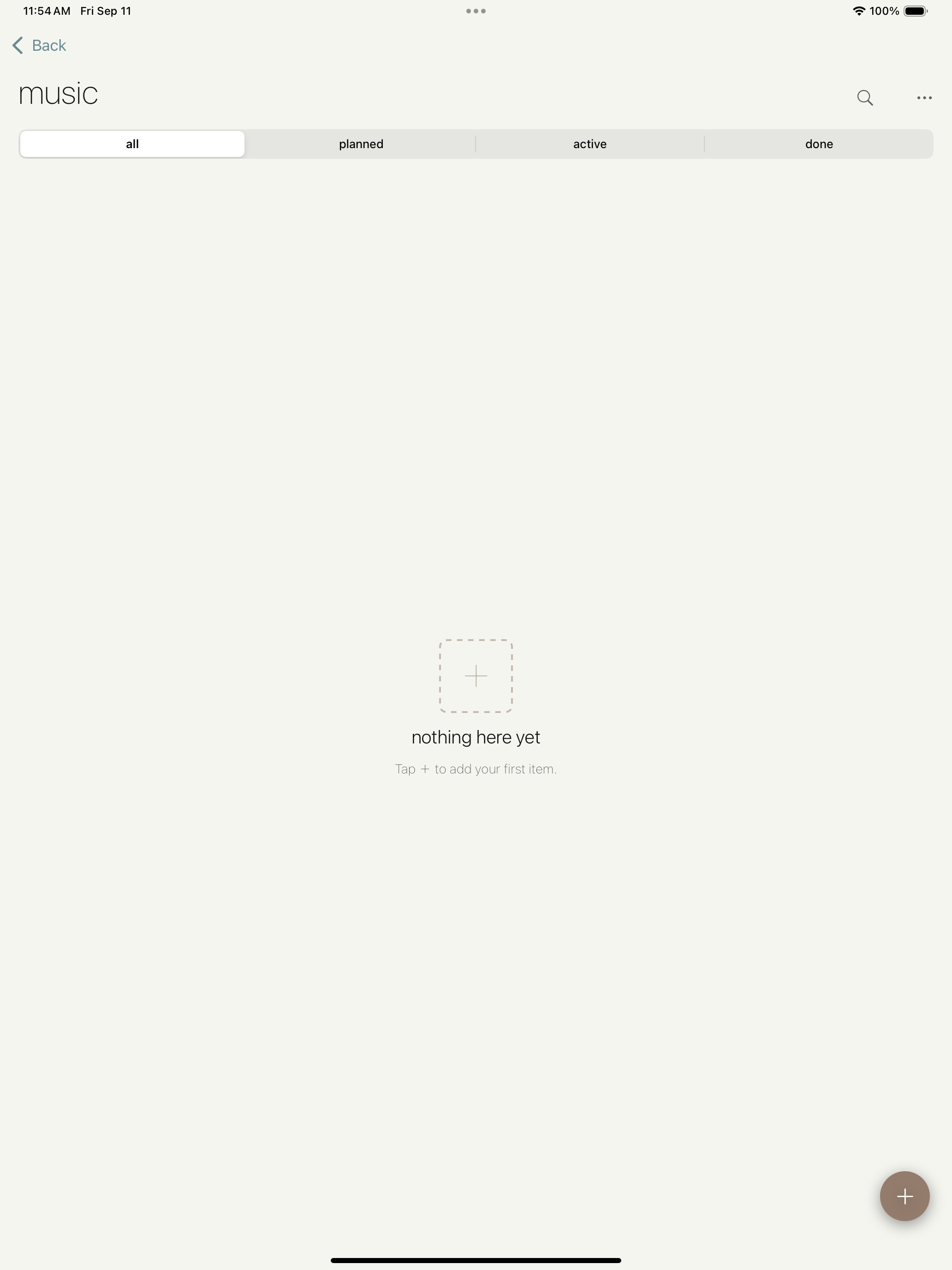Curated app empty category state on iPad