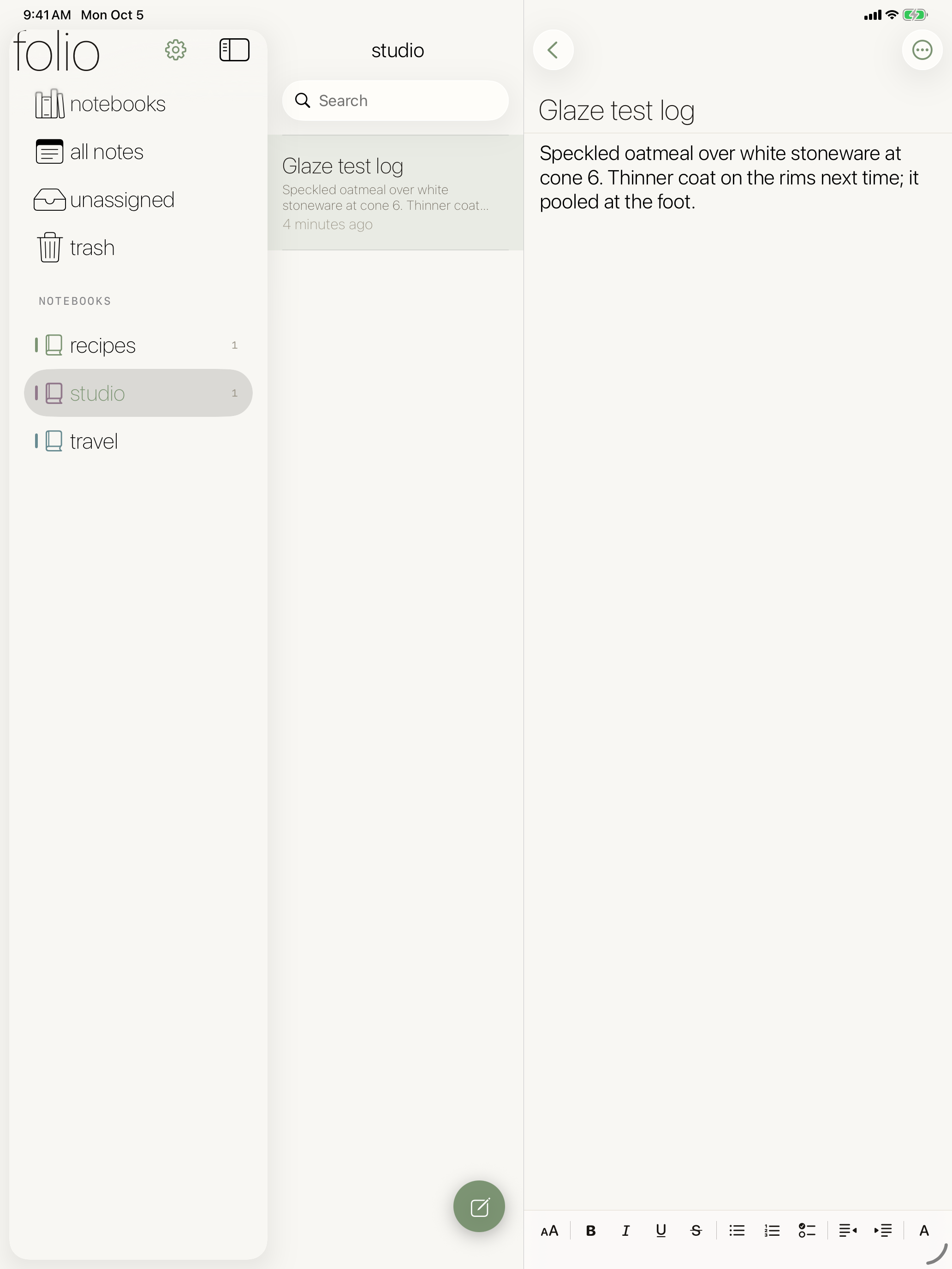 Folio three-column layout on iPad