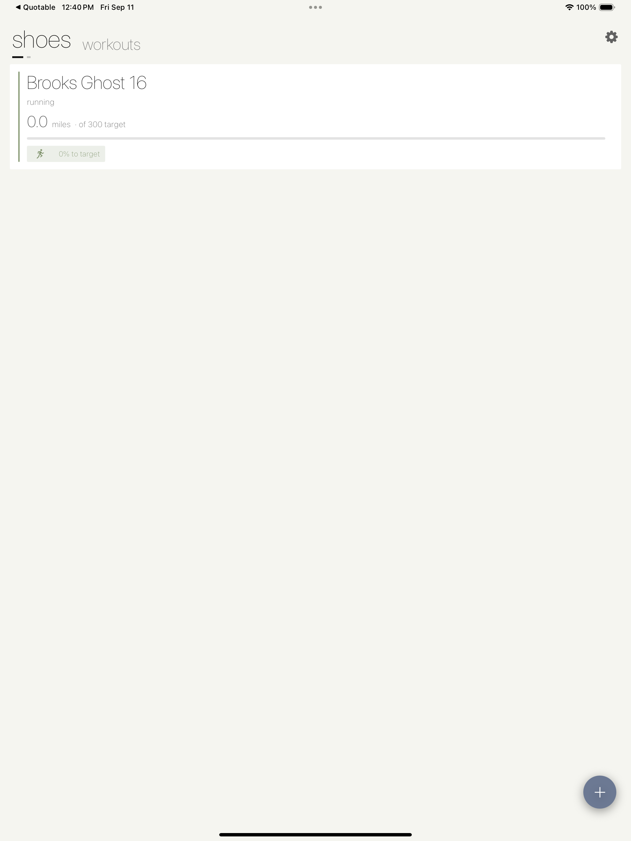 Kicks Tracker app Shoes tab on iPad