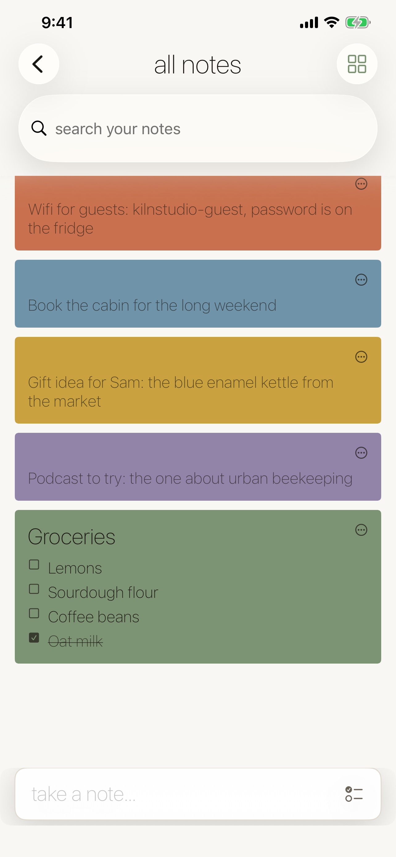 Notch notes in list layout