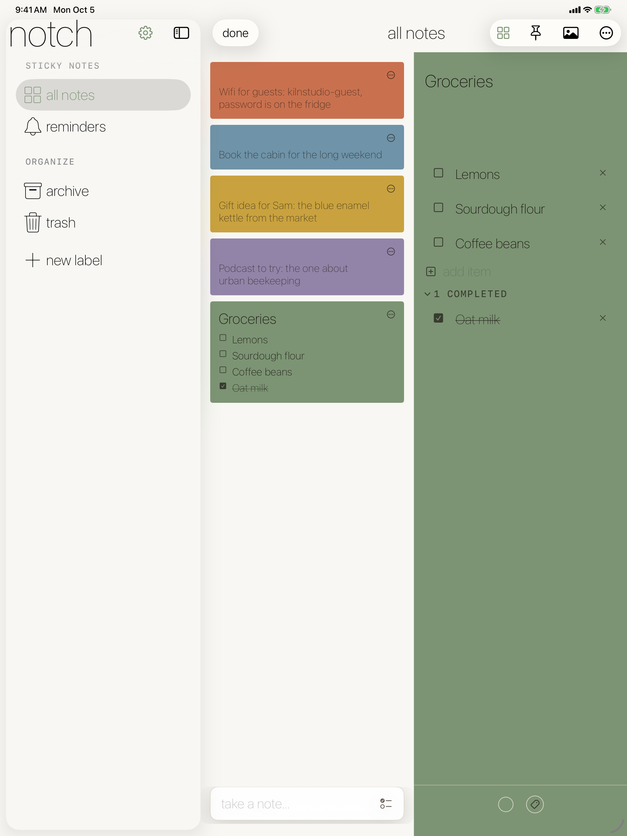 Notch board and open checklist on iPad