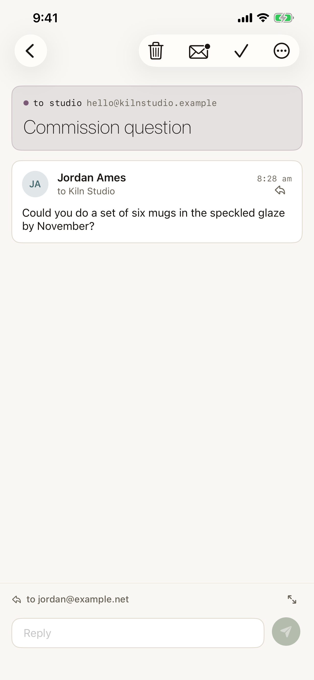 Sweep email thread view