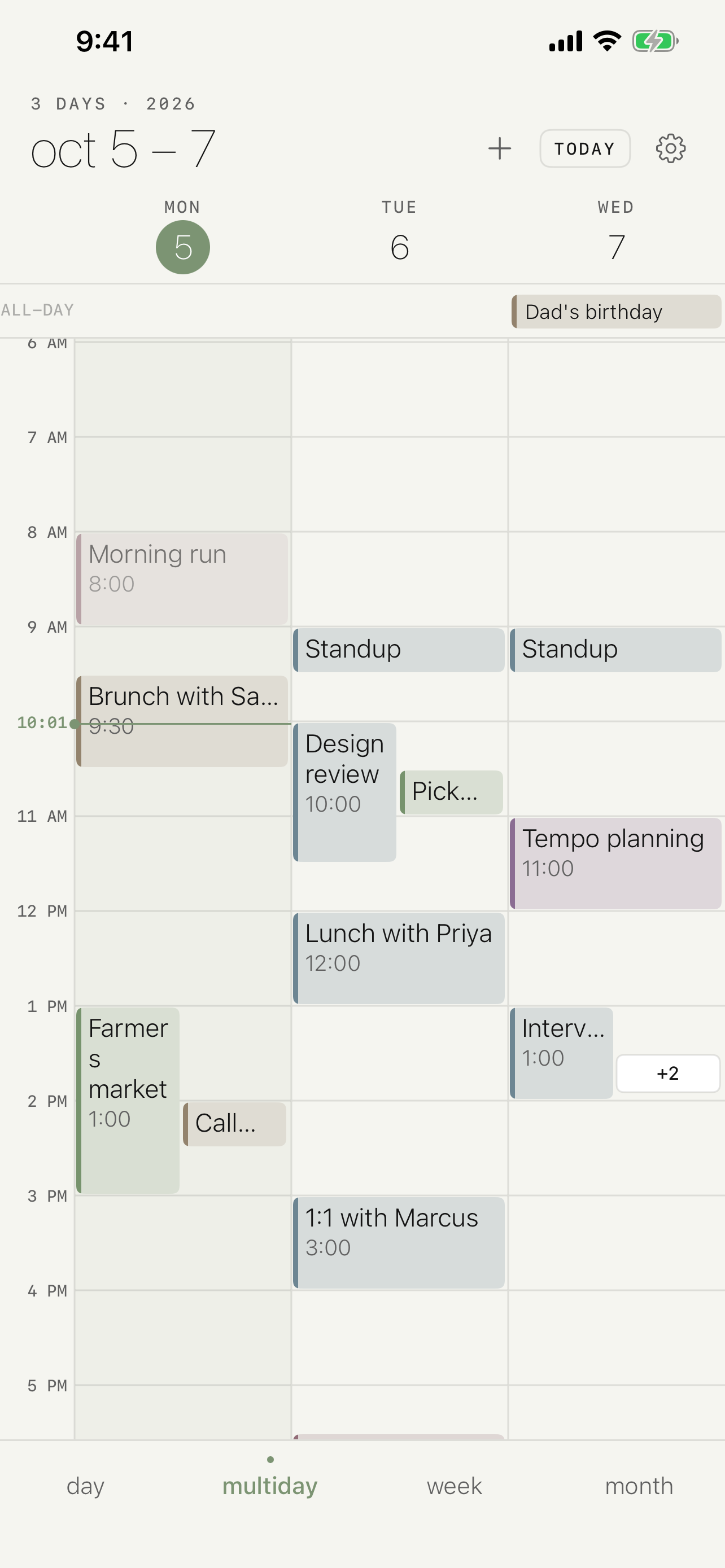 Tempo three-day timeline
