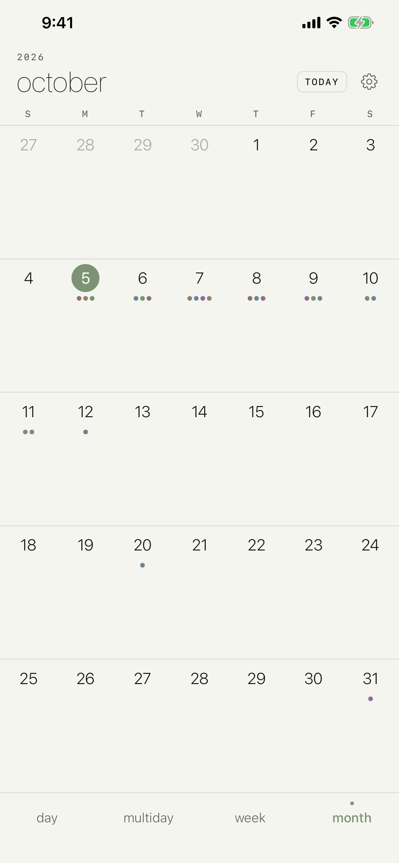 Tempo month grid