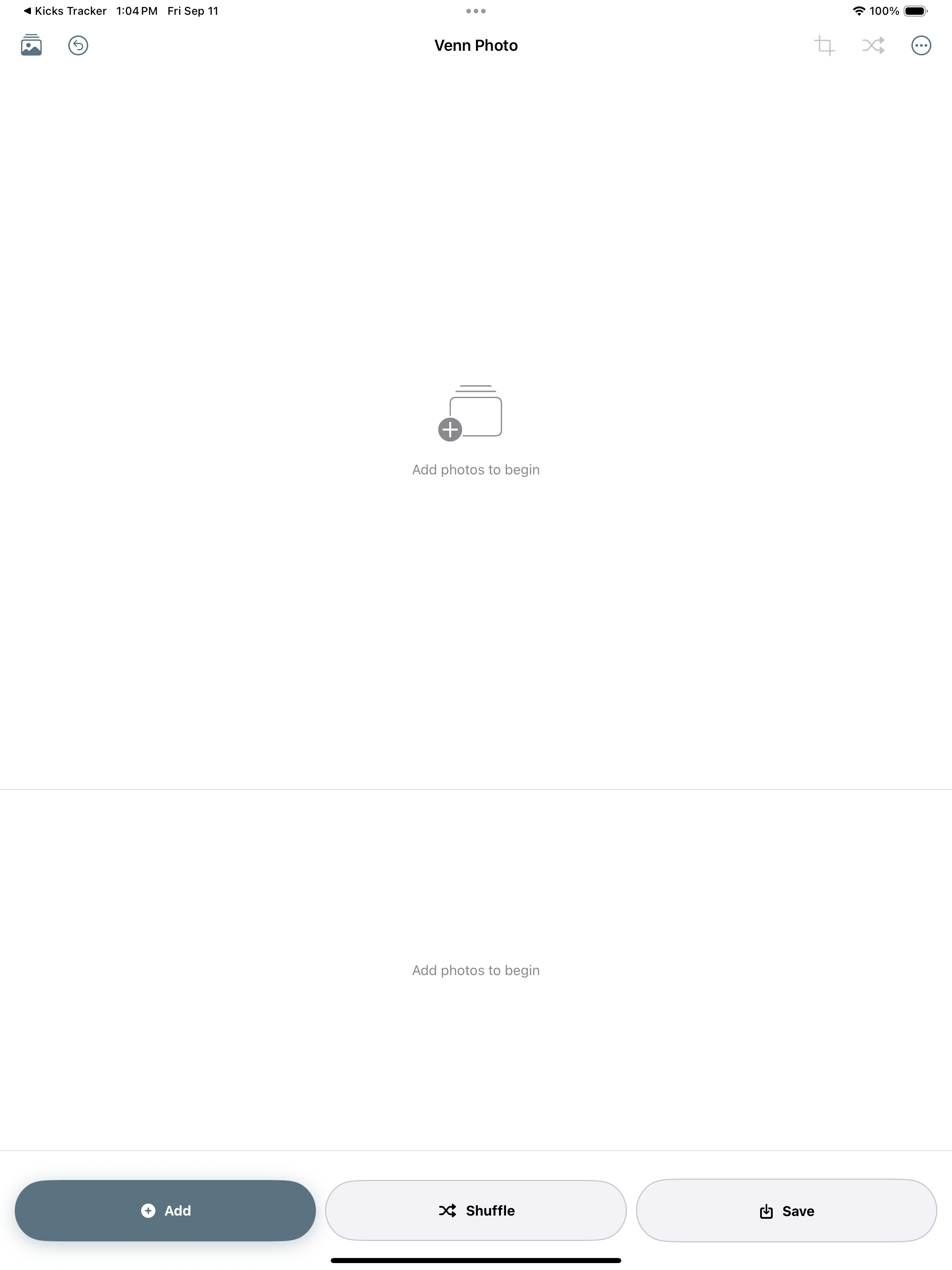 Venn Photo app empty state on iPad